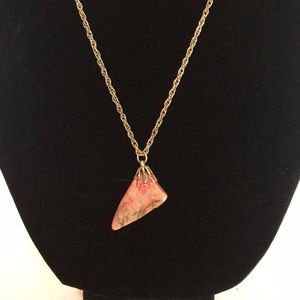 Gold tone boho necklace fashion jewelry w/stone